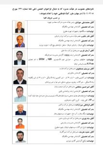 نامزدهای اعضای هیات مدیره تاسیسات کشور